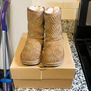 UGG Tan Quilted Boots with Sparkle